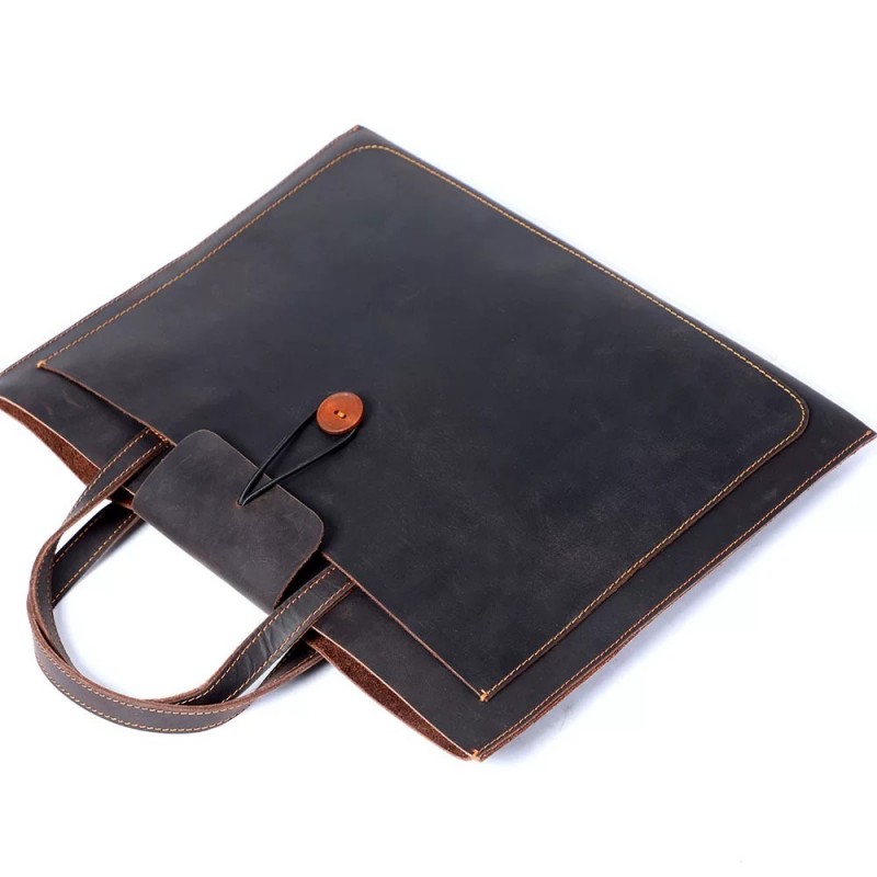Мужская кожаная сумка для ноутбука Walter темно-коричневая - 7 фото