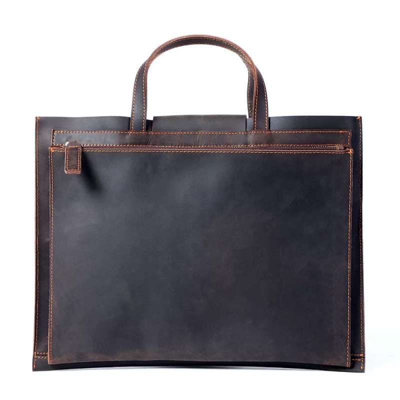 Мужская кожаная сумка для ноутбука Walter темно-коричневая - 8 фото