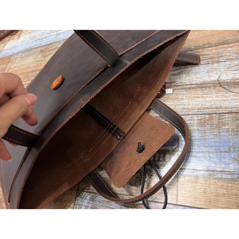 Мужская кожаная сумка для ноутбука Walter темно-коричневая - 11 фото
