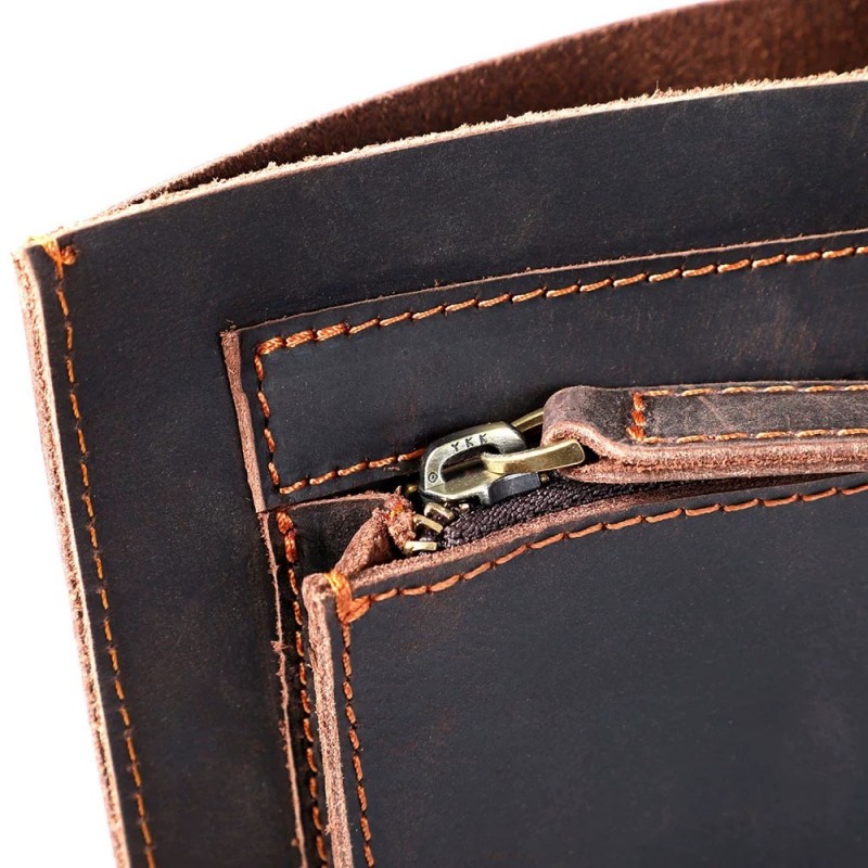 Мужская кожаная сумка для ноутбука Walter темно-коричневая - 13 фото