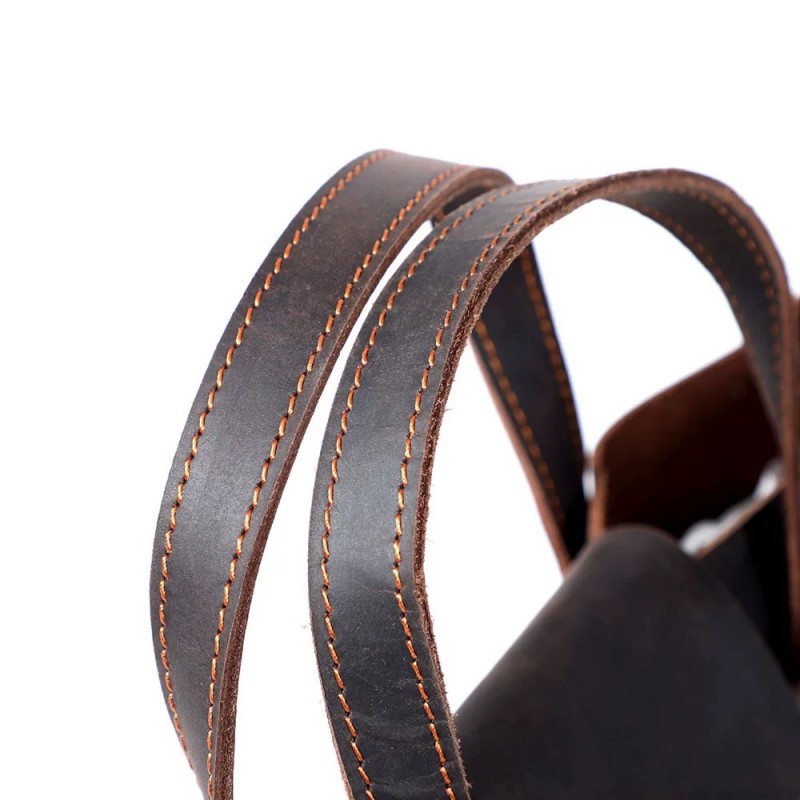 Мужская кожаная сумка для ноутбука Walter темно-коричневая - 15 фото
