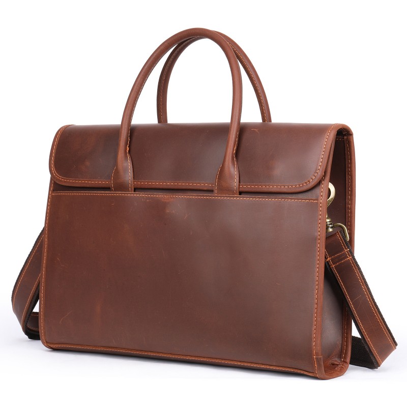 Мужская кожаная сумка для ноутбука Brian коричневая - 2 фото