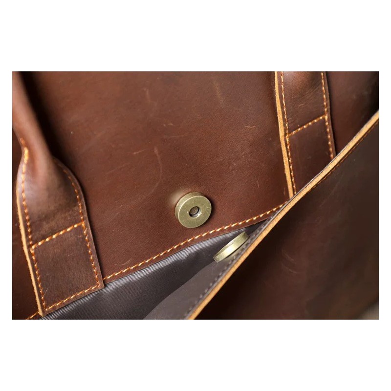 Чоловіча шкіряна сумка для ноутбука Brian коричнева - 14 фото