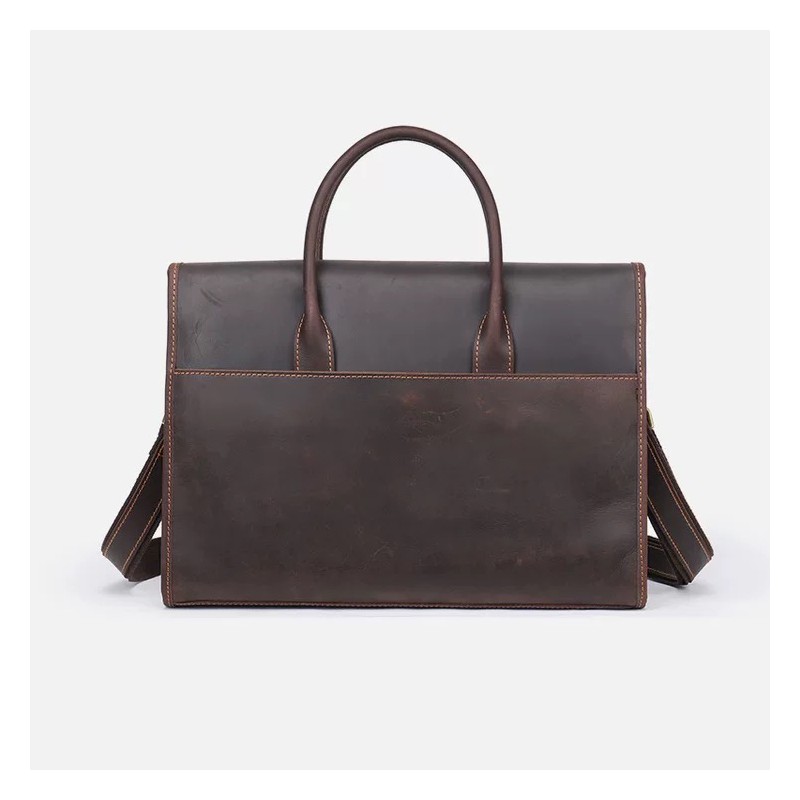 Мужская кожаная сумка для ноутбука Brian темно-коричневая - 9 фото