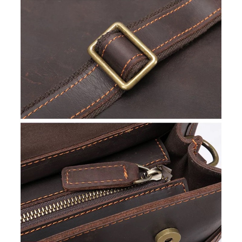 Мужской кожаный портфель Brian темно-коричневый - 12 фото