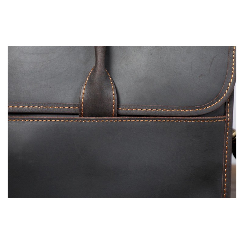 Мужская кожаная сумка для ноутбука Brian темно-коричневая - 13 фото