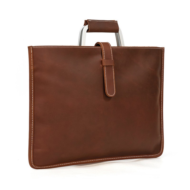 Мужская кожаная сумка для ноутбука Edward коричневая - 2 фото
