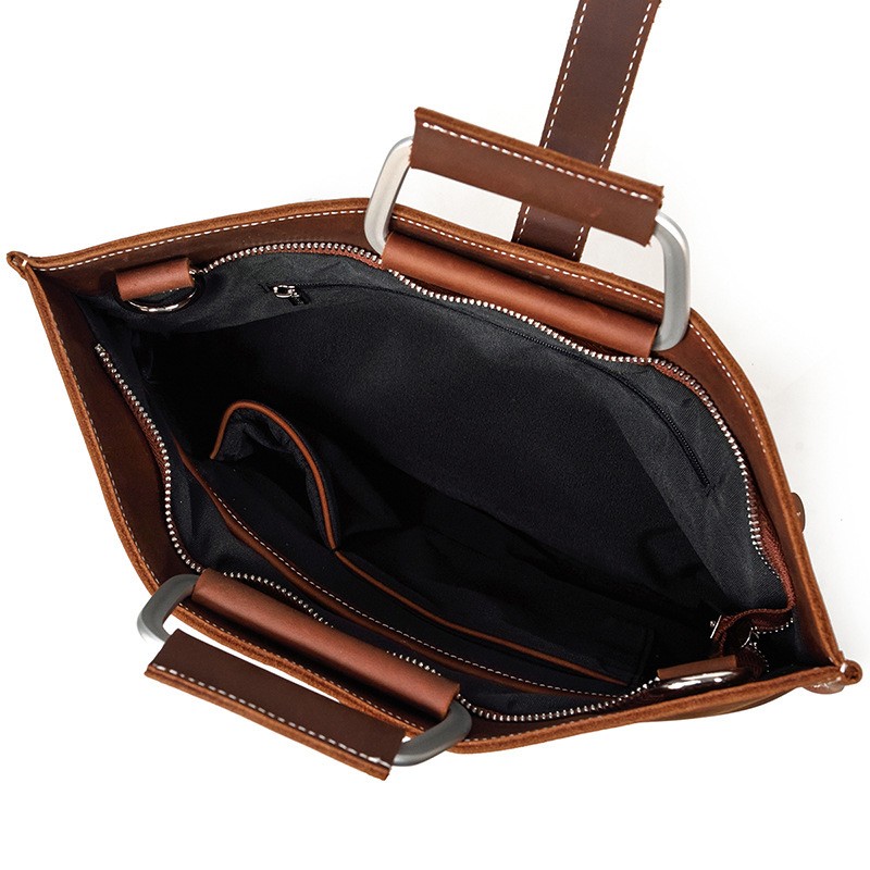 Мужская кожаная сумка для ноутбука Edward коричневая - 4 фото