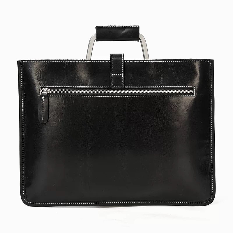 Мужская кожаная сумка для ноутбука Edward черная - 1 фото