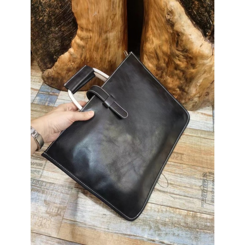 Мужская кожаная сумка для ноутбука Edward черная - 3 фото