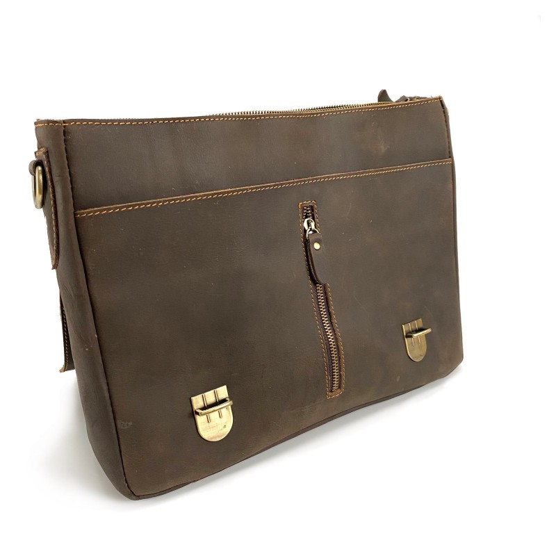 Мужской кожаный портфель Jonathan темно-коричневый - 7 фото