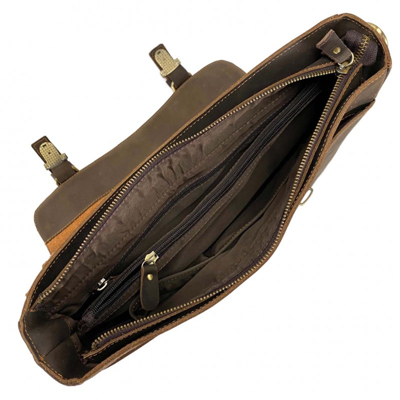 Мужской кожаный портфель Jonathan темно-коричневый - 8 фото