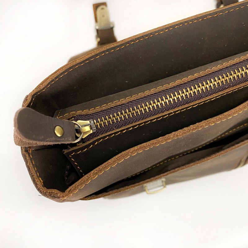 Мужской кожаный портфель Jonathan темно-коричневый - 9 фото