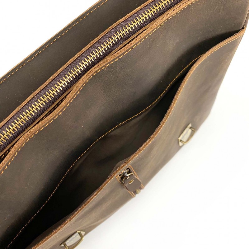 Мужской кожаный портфель Jonathan темно-коричневый - 10 фото