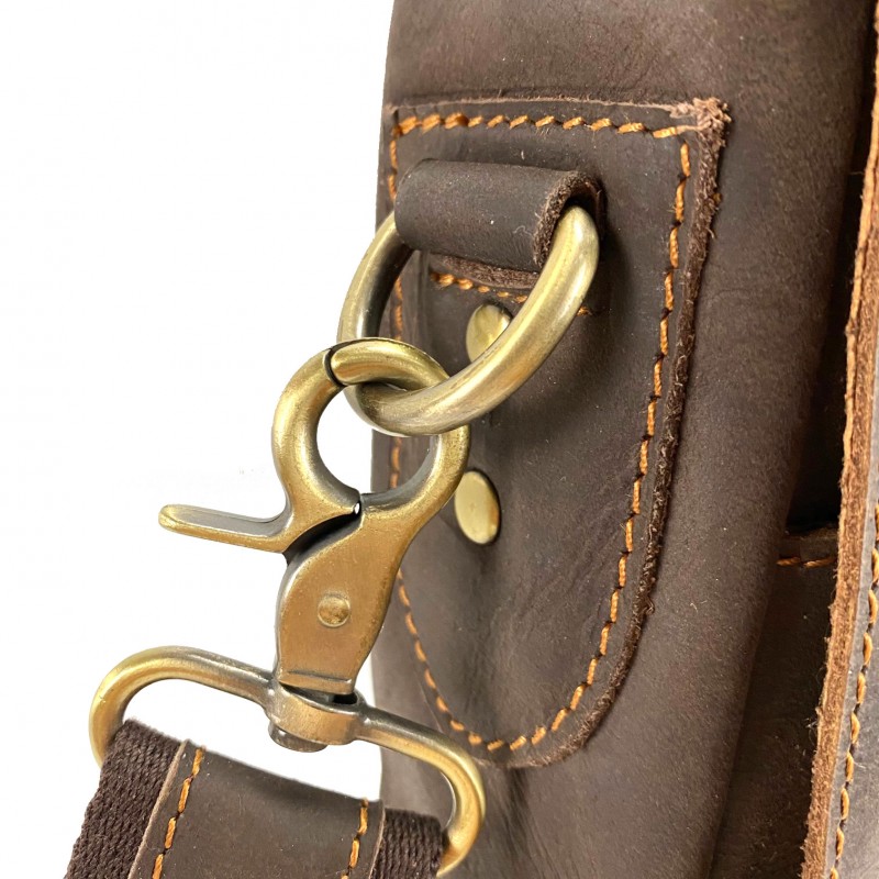 Мужской кожаный портфель Jonathan темно-коричневый - 11 фото