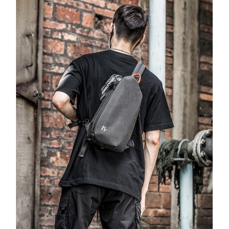 Мужская сумка-рюкзак слинг MY на одно плечо черная - 3 фото