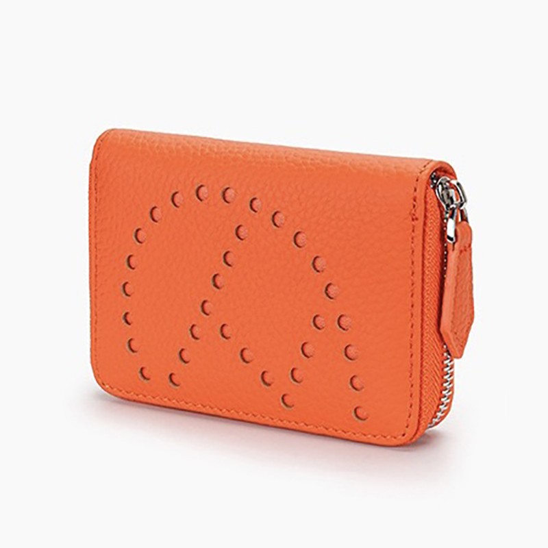 Женский кожаный кошелек на молнии Diane оранжевый - 1 фото