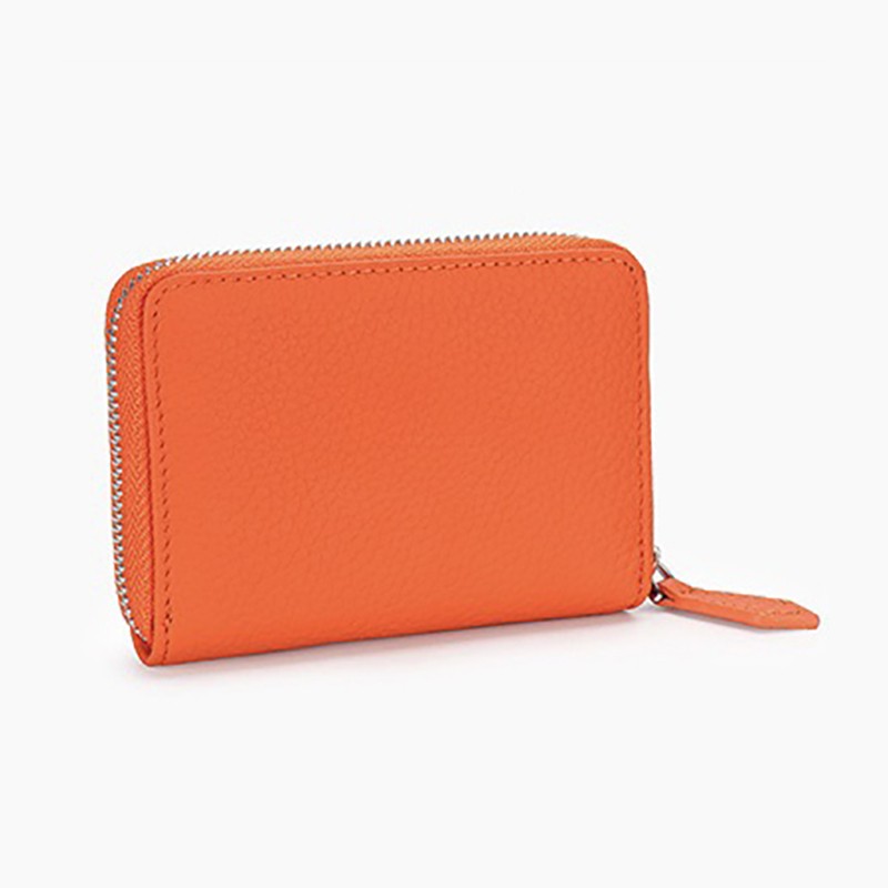 Женский кожаный кошелек на молнии Diane оранжевый - 2 фото