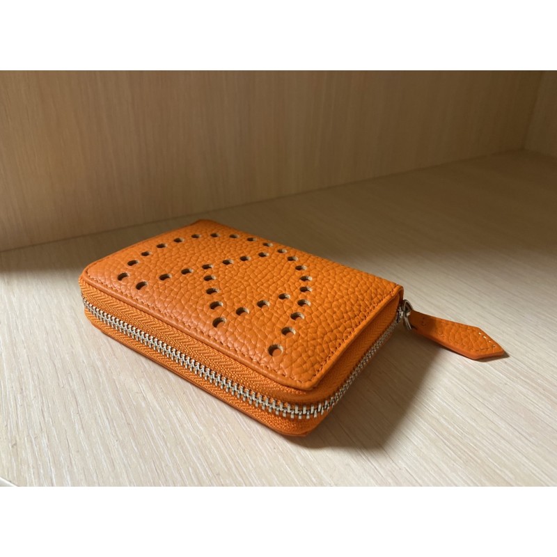 Женский кожаный кошелек на молнии Diane оранжевый - 3 фото