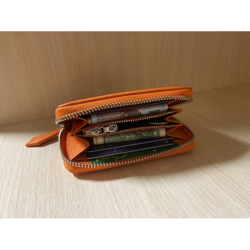 Женский кожаный кошелек на молнии Diane оранжевый - 5 фото