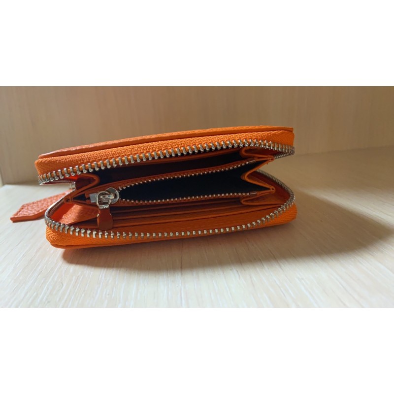 Женский кожаный кошелек на молнии Diane оранжевый - 6 фото