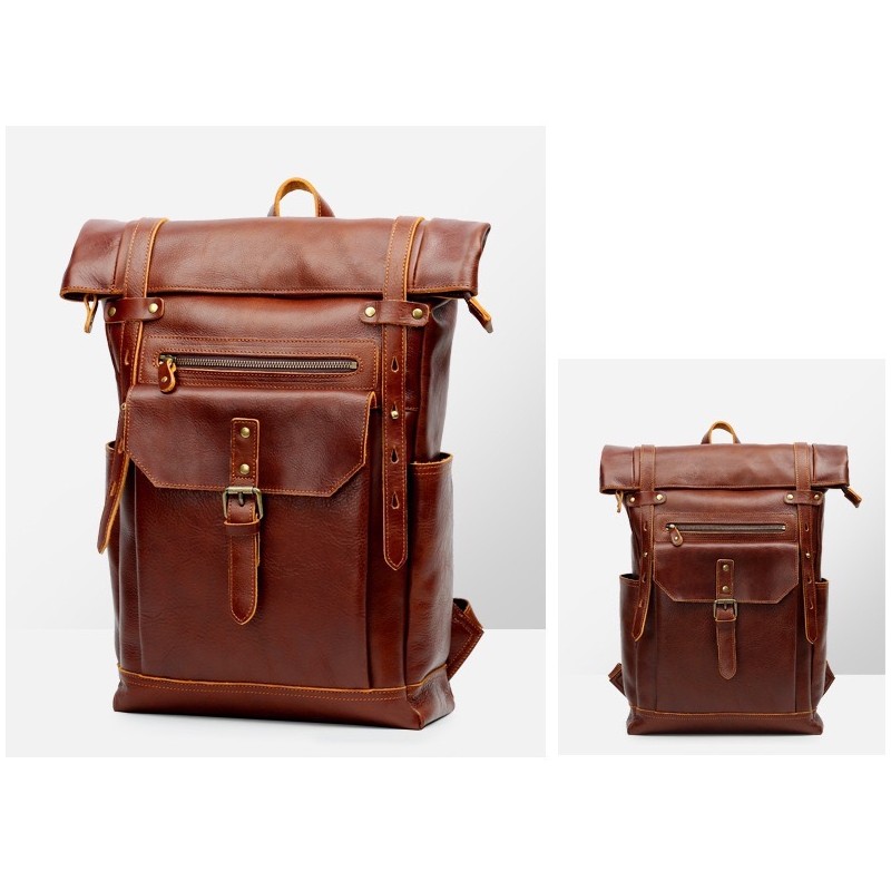 Чоловічий шкіряний рюкзак Frederick коричневий - 1 фото
