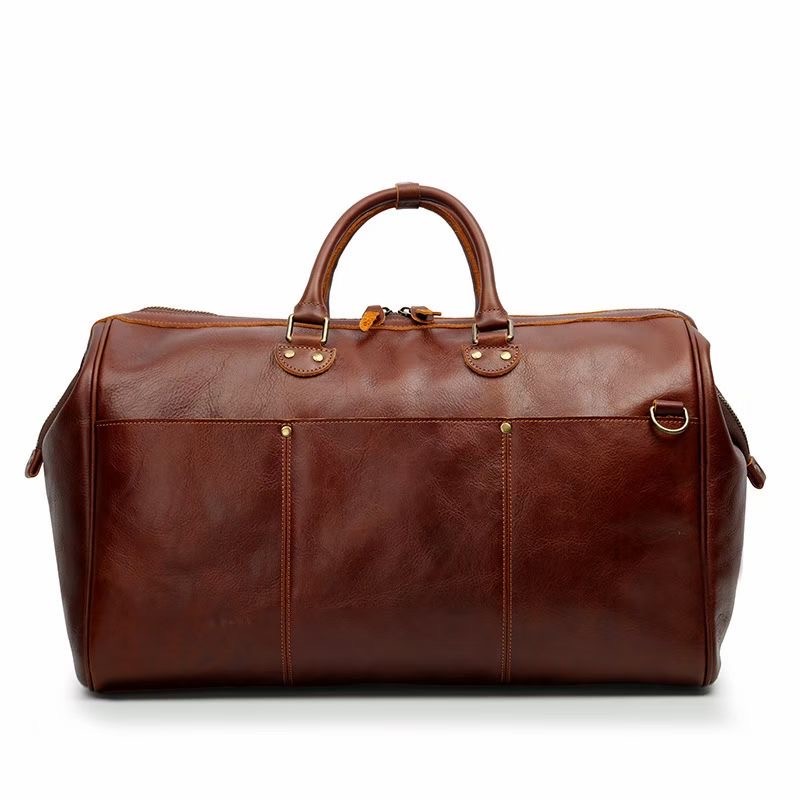 Чоловіча шкіряна дорожня сумка Hubert коричнева - 2 фото