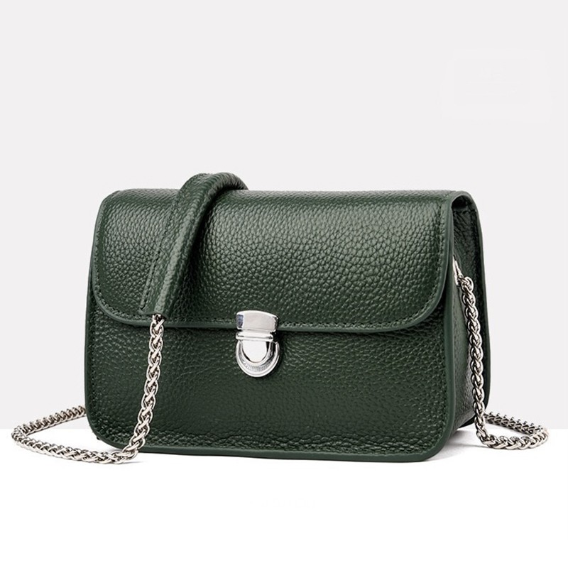 Женская кожаная сумка-клатч Erin зеленая - 1 фото