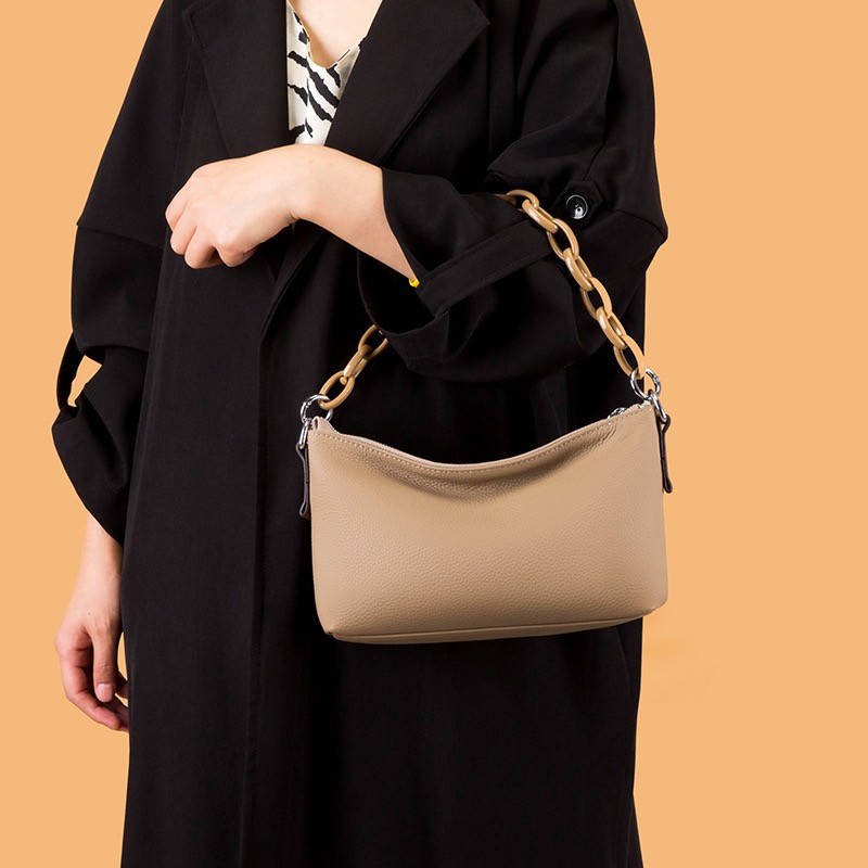 Женская кожаная сумка через плечо Molly светло-коричневая - 1 фото