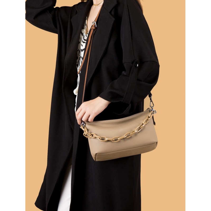 Жіноча шкіряна сумка через плече Molly світло-коричнева - 3 фото