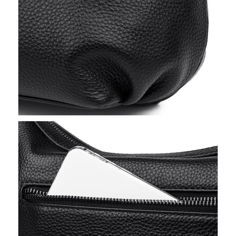 Женская кожаная сумка Caroline черная - 11 фото