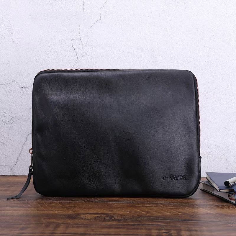 Кожаный чехол сумка для ноутбука и планшета Felix черный - 1 фото