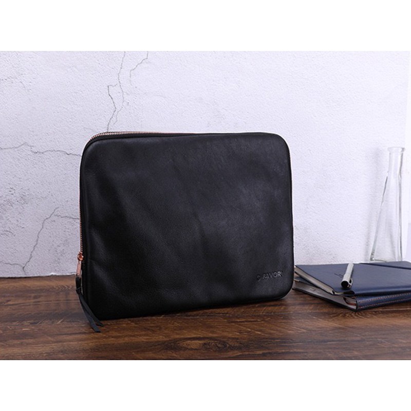 Кожаный чехол сумка для ноутбука и планшета Felix черный - 5 фото