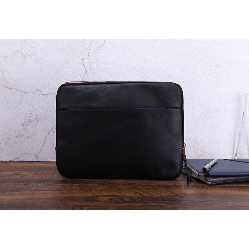 Кожаный чехол сумка для ноутбука и планшета Felix черный - 6 фото