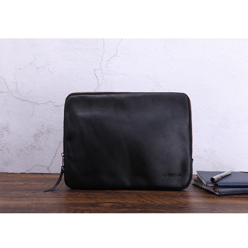 Кожаный чехол сумка для ноутбука и планшета Felix черный - 7 фото