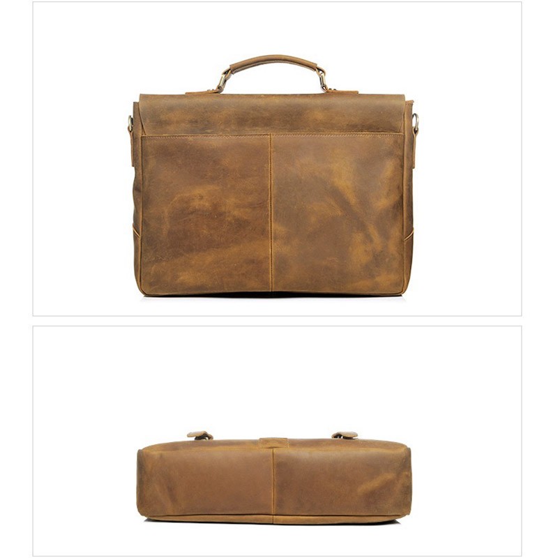 Мужской кожаный портфель Bernard коричневый - 2 фото