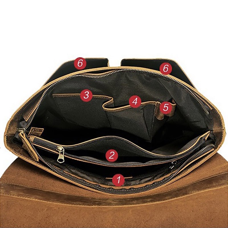 Мужской кожаный портфель Bernard коричневый - 4 фото