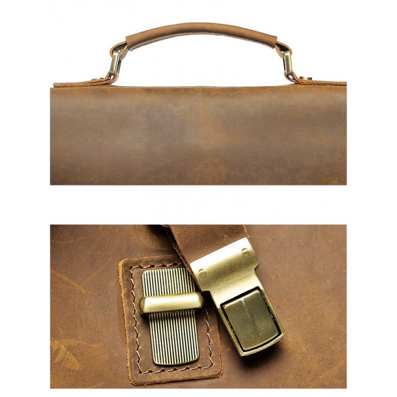 Мужской кожаный портфель Bernard коричневый - 7 фото