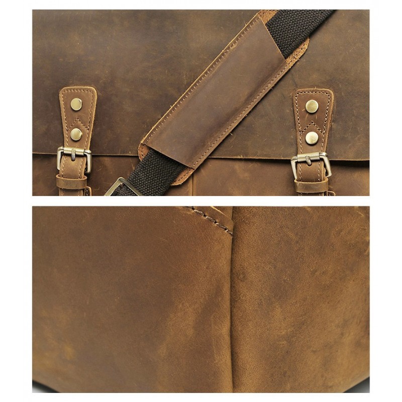 Мужской кожаный портфель Bernard коричневый - 8 фото