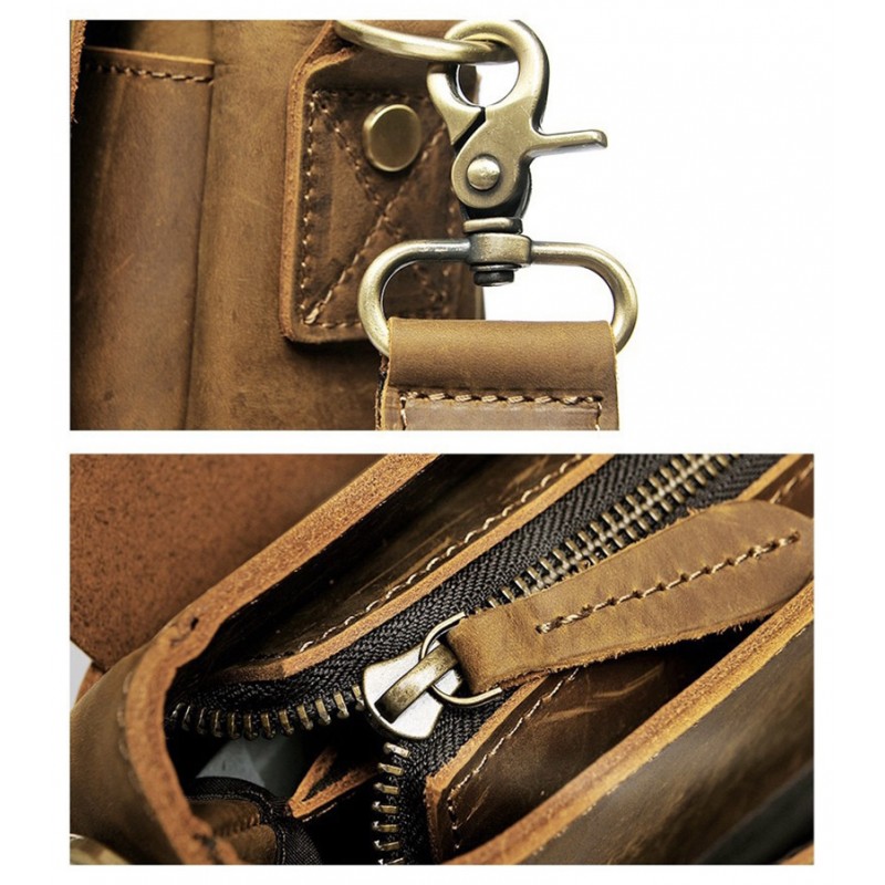Чоловічий шкіряний портфель Bernard коричневий - 9 фото