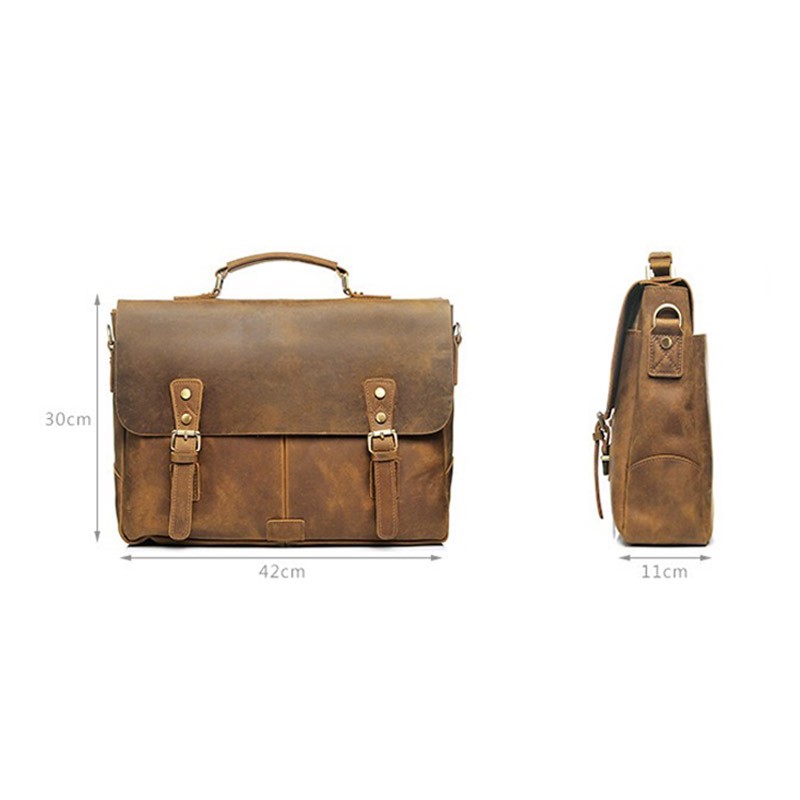Мужской кожаный портфель Bernard коричневый - 10 фото