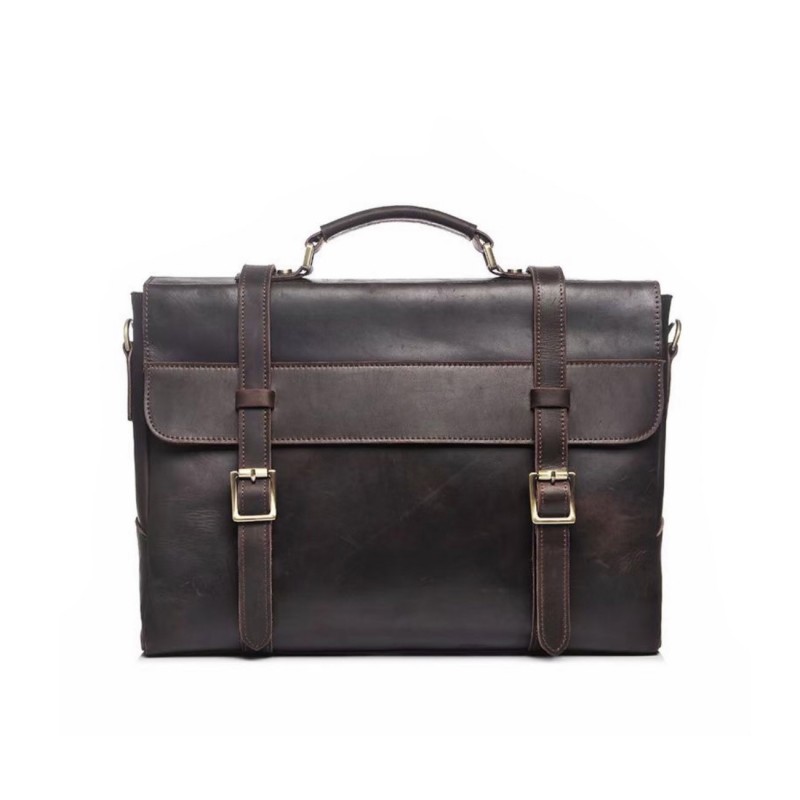 Мужской кожаный портфель Benjamin темно-коричневый - 1 фото