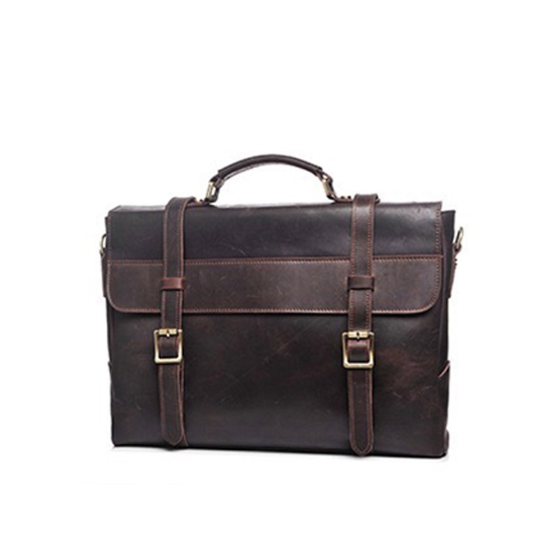 Мужской кожаный портфель Benjamin темно-коричневый - 3 фото