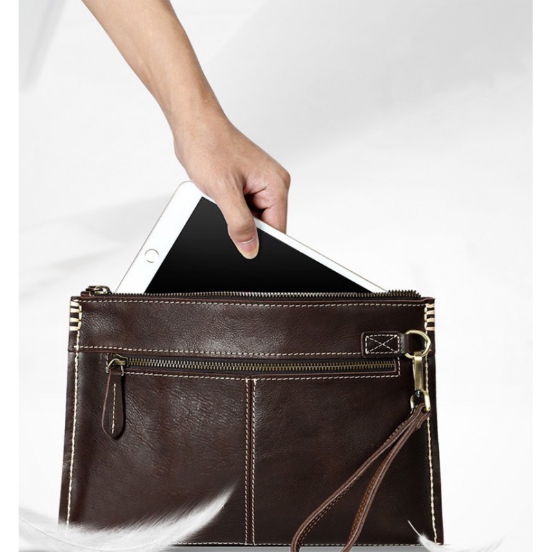 Кожаный чехол сумка для планшета Daniel темно-коричневый - 3 фото