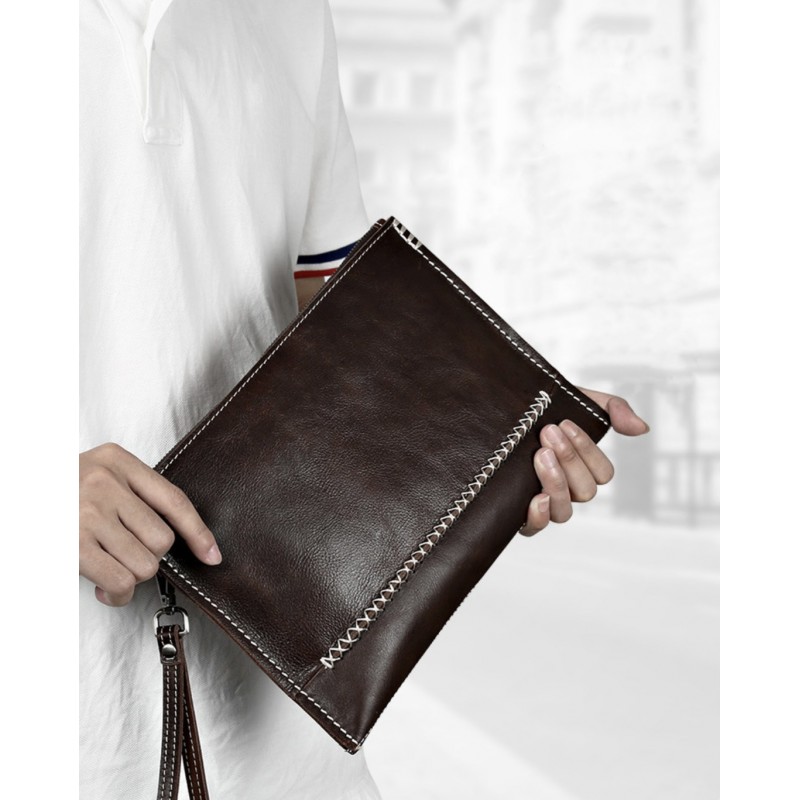 Кожаный чехол сумка для планшета Daniel темно-коричневый - 4 фото