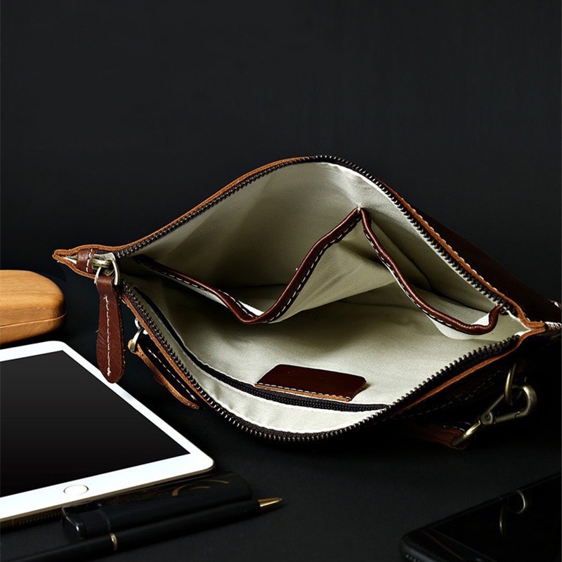 Кожаный чехол сумка для планшета Daniel темно-коричневый - 5 фото