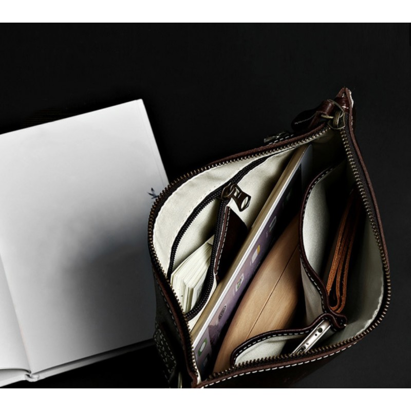 Кожаный чехол сумка для планшета Daniel темно-коричневый - 6 фото