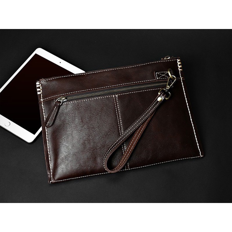 Кожаный чехол сумка для планшета Daniel темно-коричневый - 7 фото