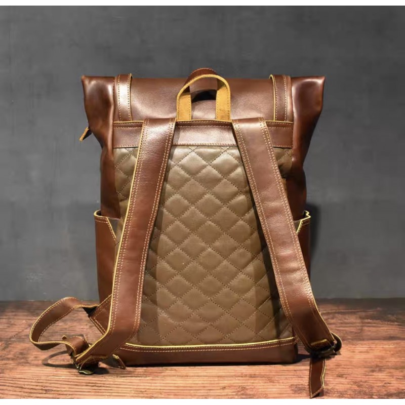 Мужской кожаный рюкзак Frederick коричневый - 3 фото