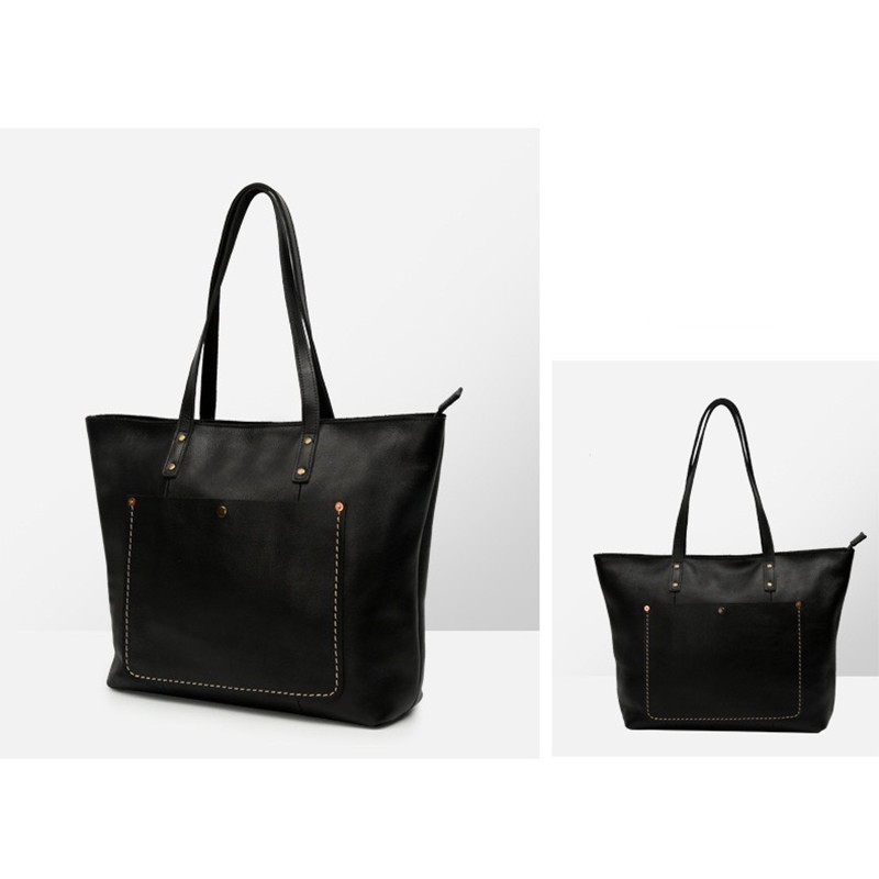 Женская кожаная сумка Carrie черная - 2 фото